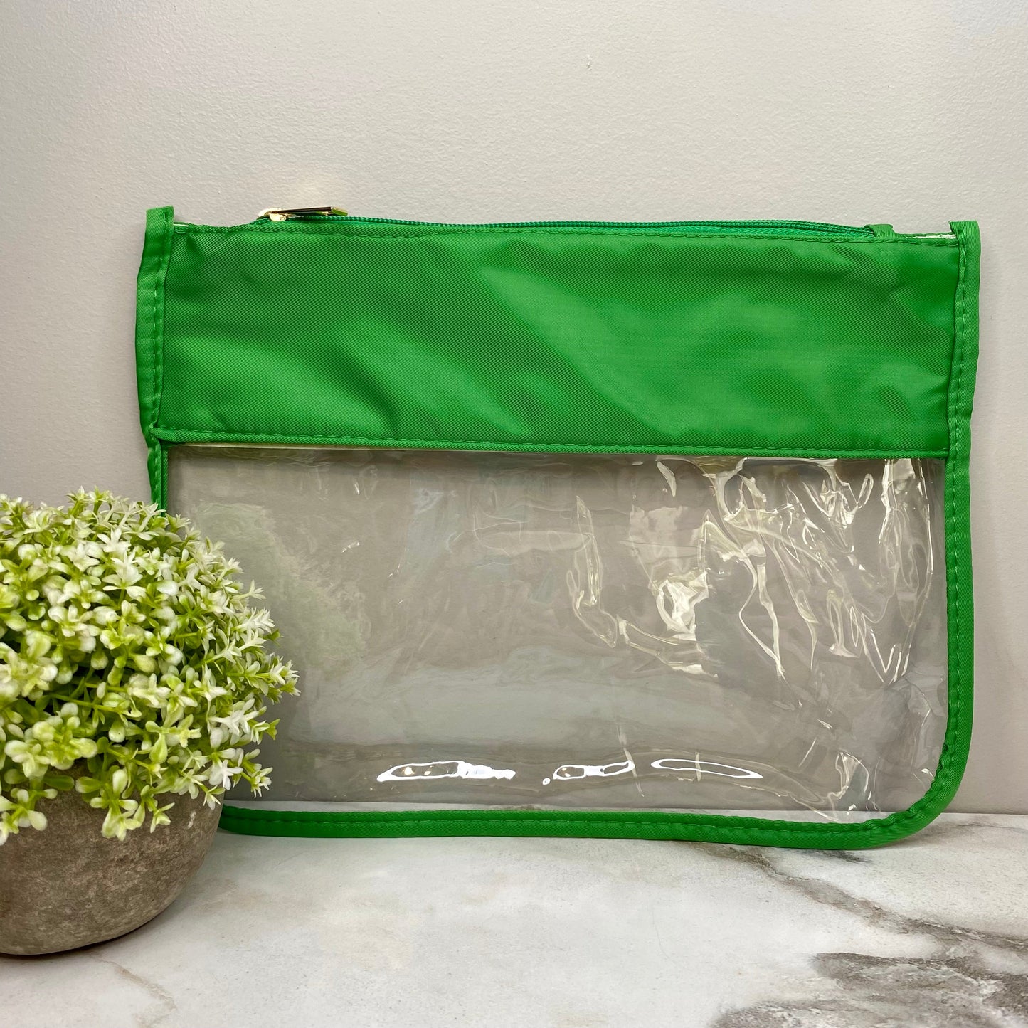 Clear Zip XL Pouch - Medium Green