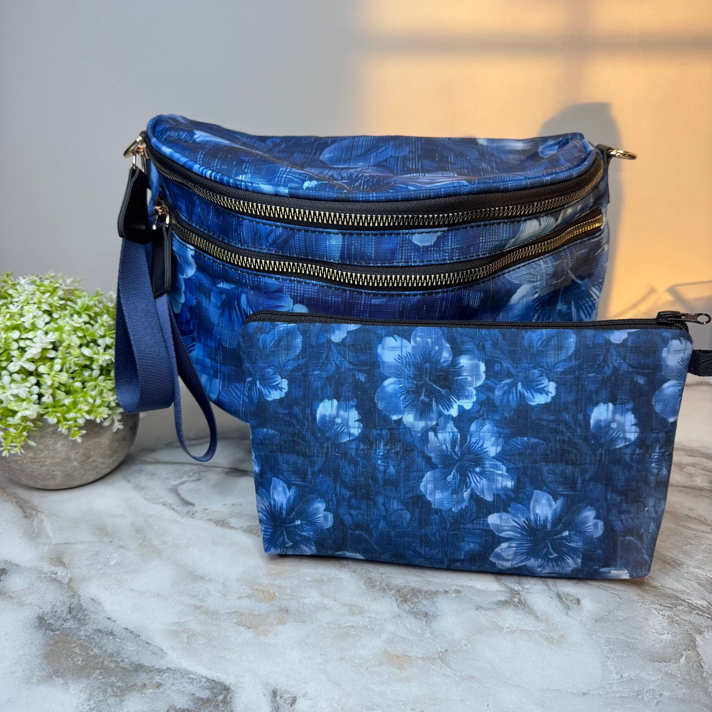Bundled Set - Roni & Pouch - Blue Denim Floral