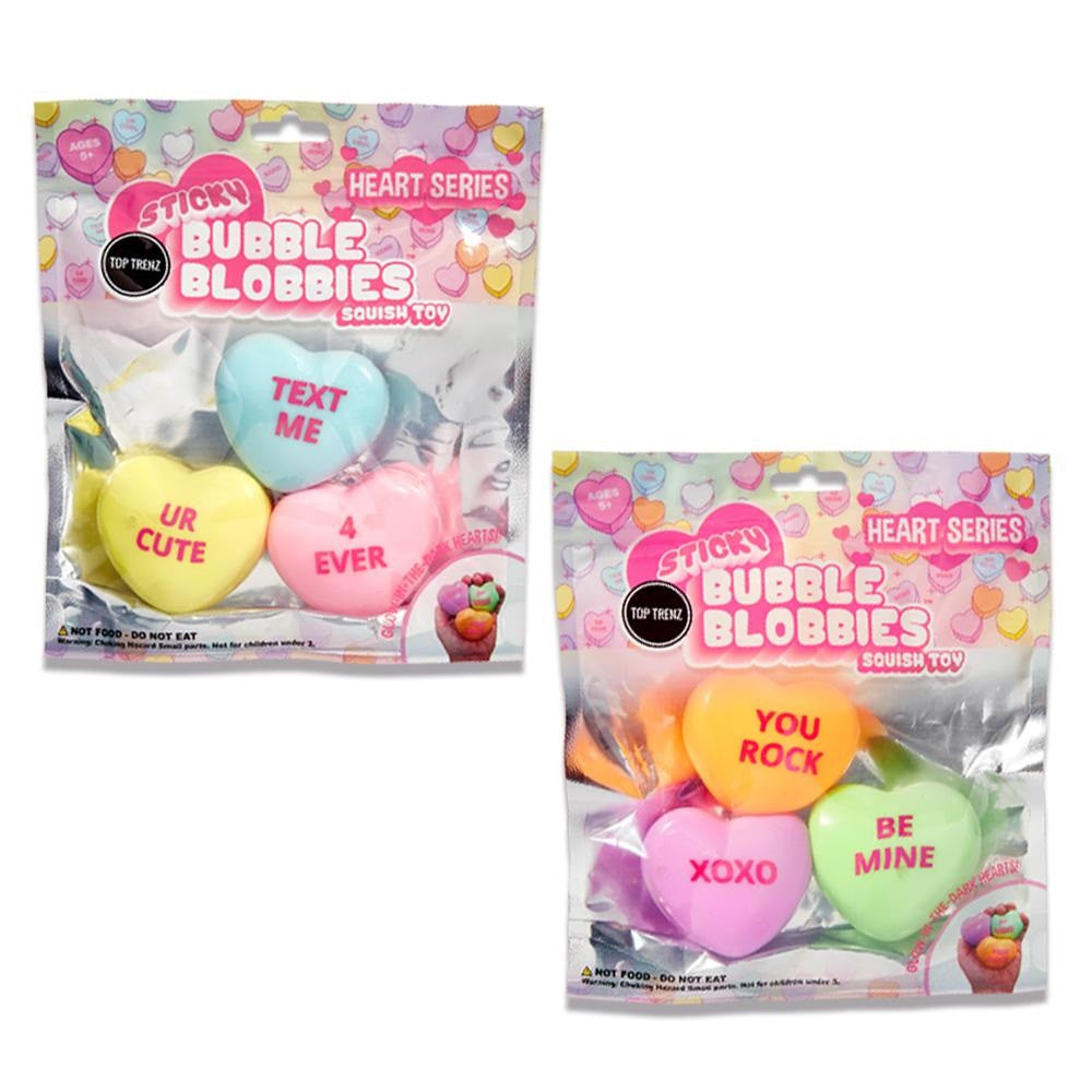Sticky Bubble Blobbies Toy - Conversation Hearts