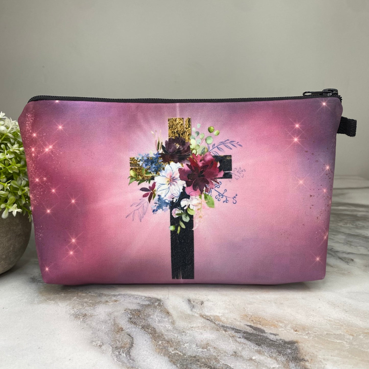 Pouch - Religious Easter - Floral Cross