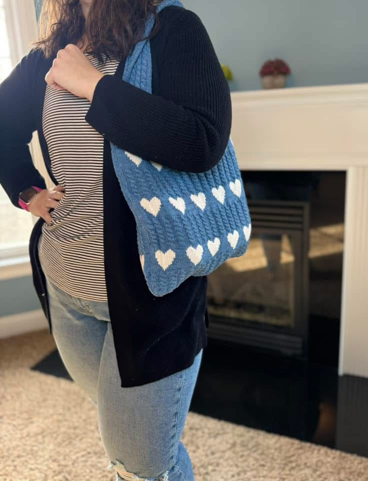 Heart Tote Bag - Knit Sweater