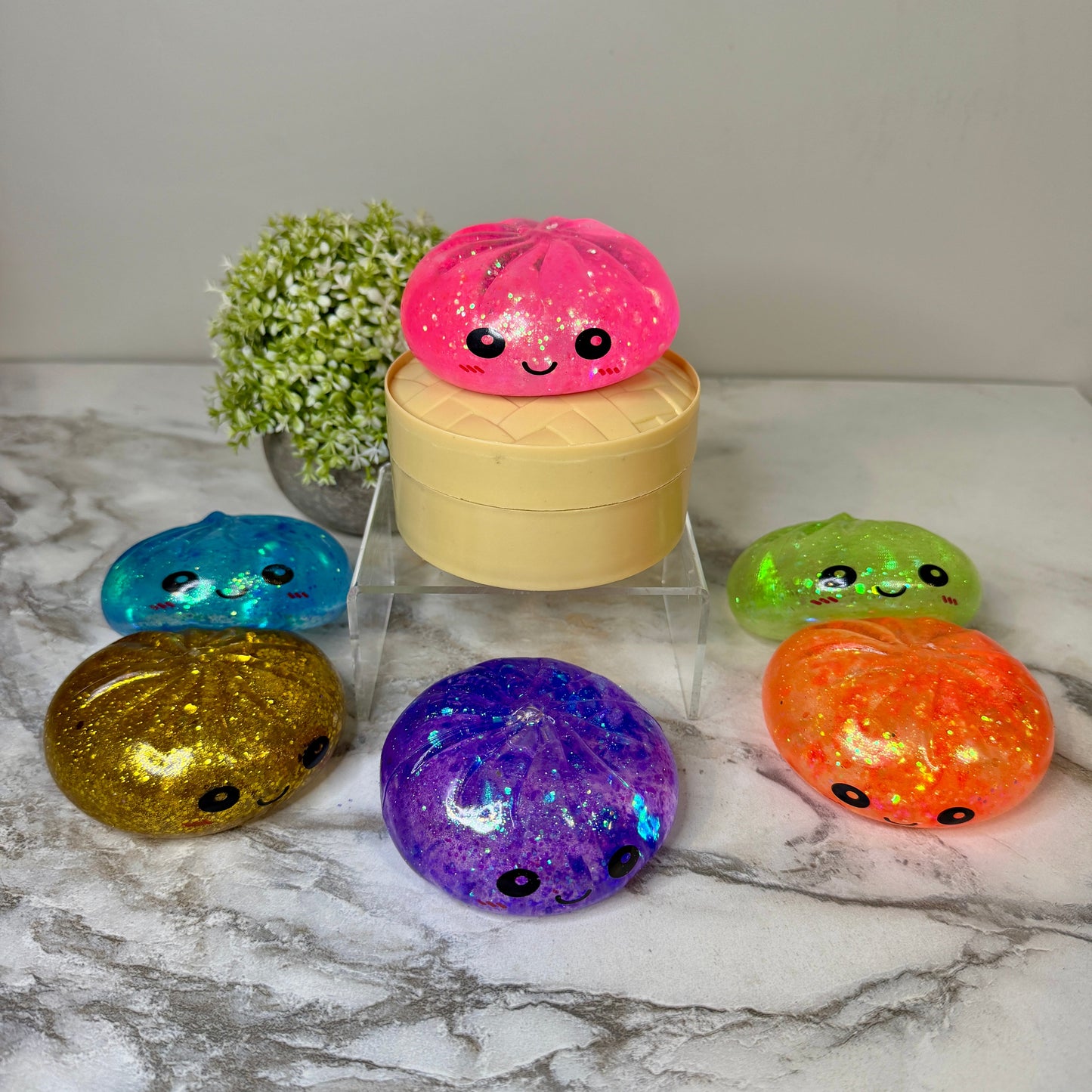 Squishy Toy - Viral Dumpling, Slow Rise Glitter - Green
