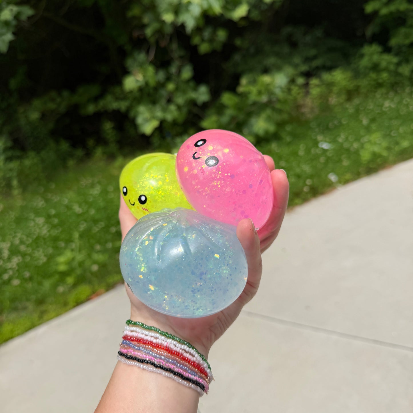 Squishy Toy - Viral Dumpling, Quick Squeeze Glitter - Pink