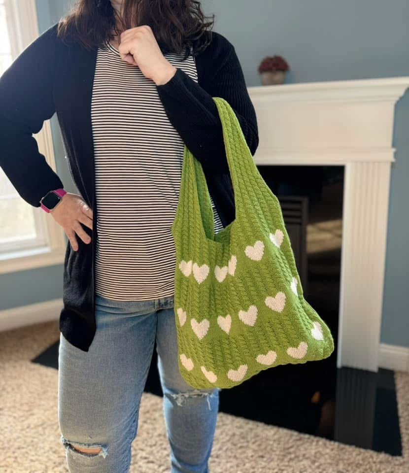Heart Tote Bag - Knit Sweater