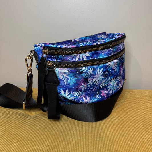 The Roni Nylon Crossbody - Blue Purple Snowflake