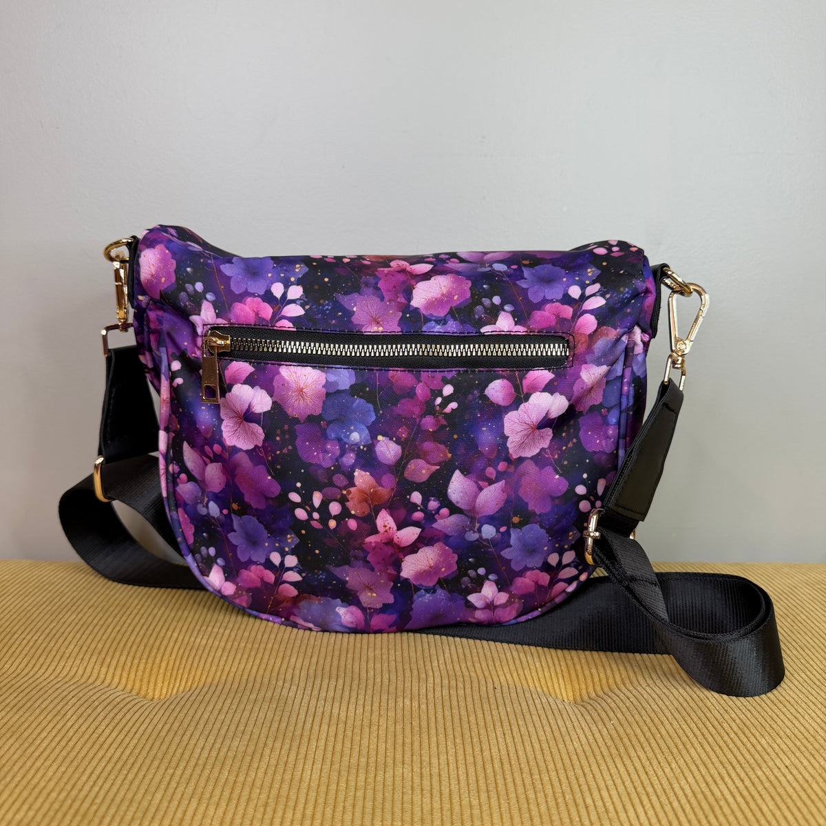 The Roni Nylon Crossbody - Purple Floral