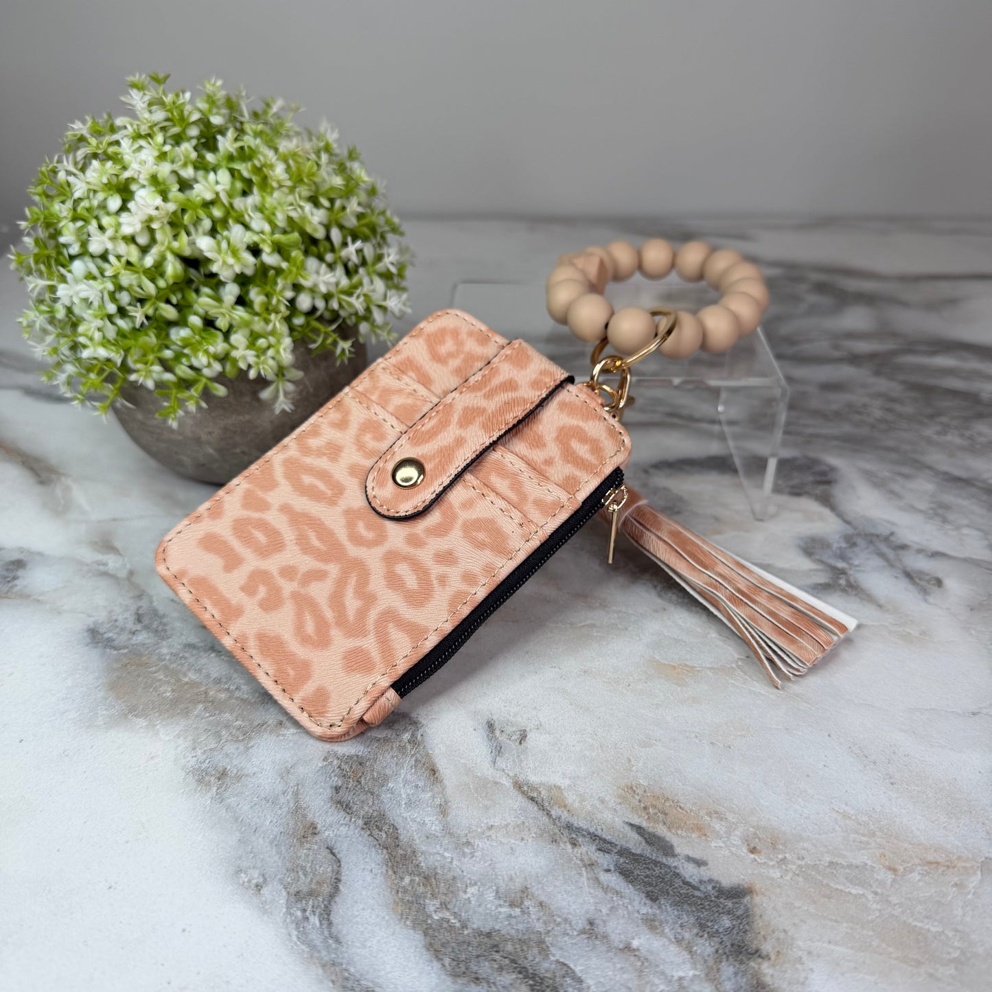 Bracelet Keychain & Card Holder Wallet - Animal Print