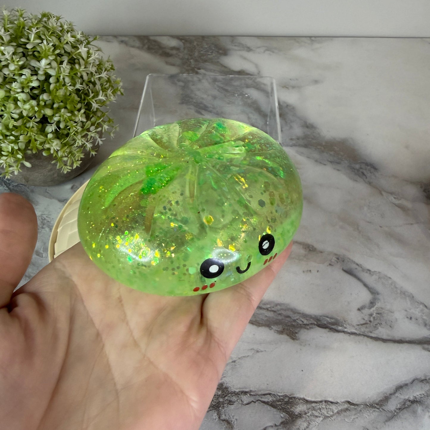 Squishy Toy - Viral Dumpling, Slow Rise Glitter #2 - Green