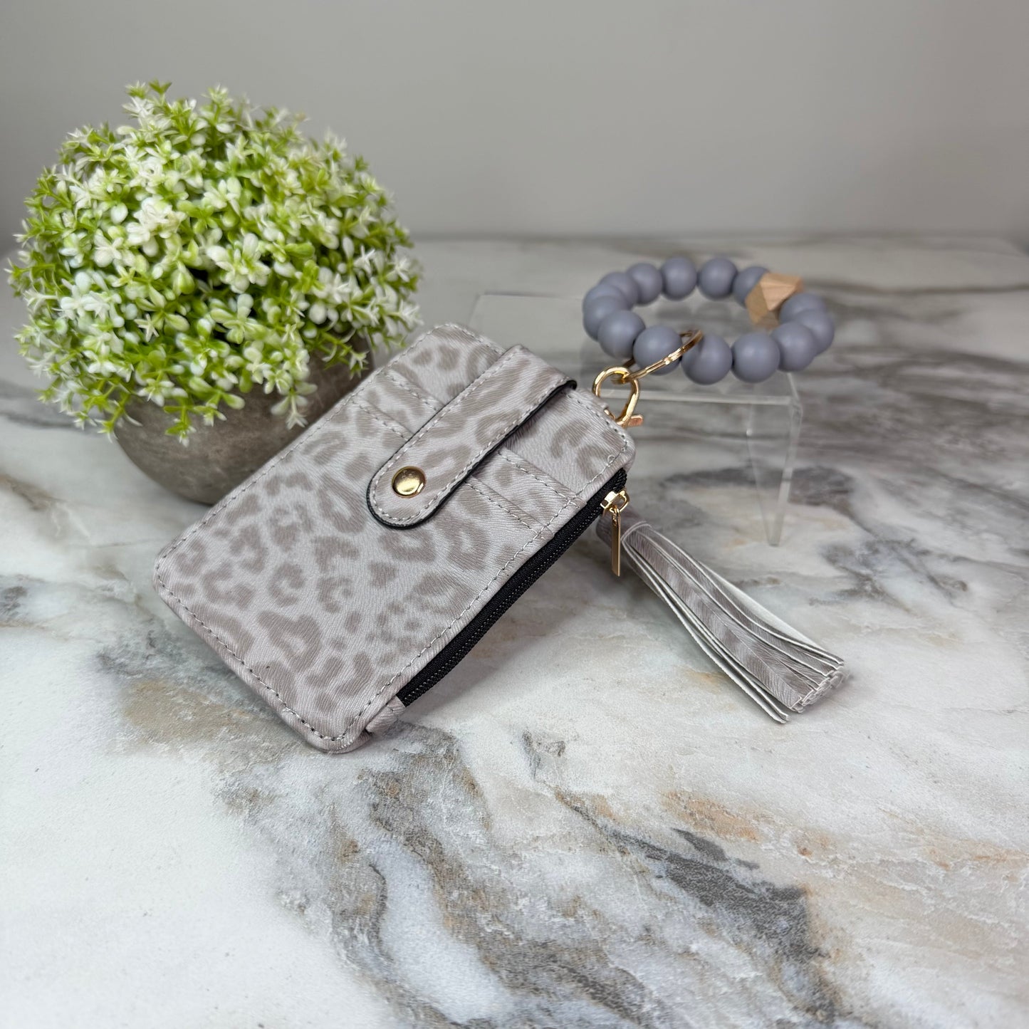 Bracelet Keychain & Card Holder Wallet - Animal Print