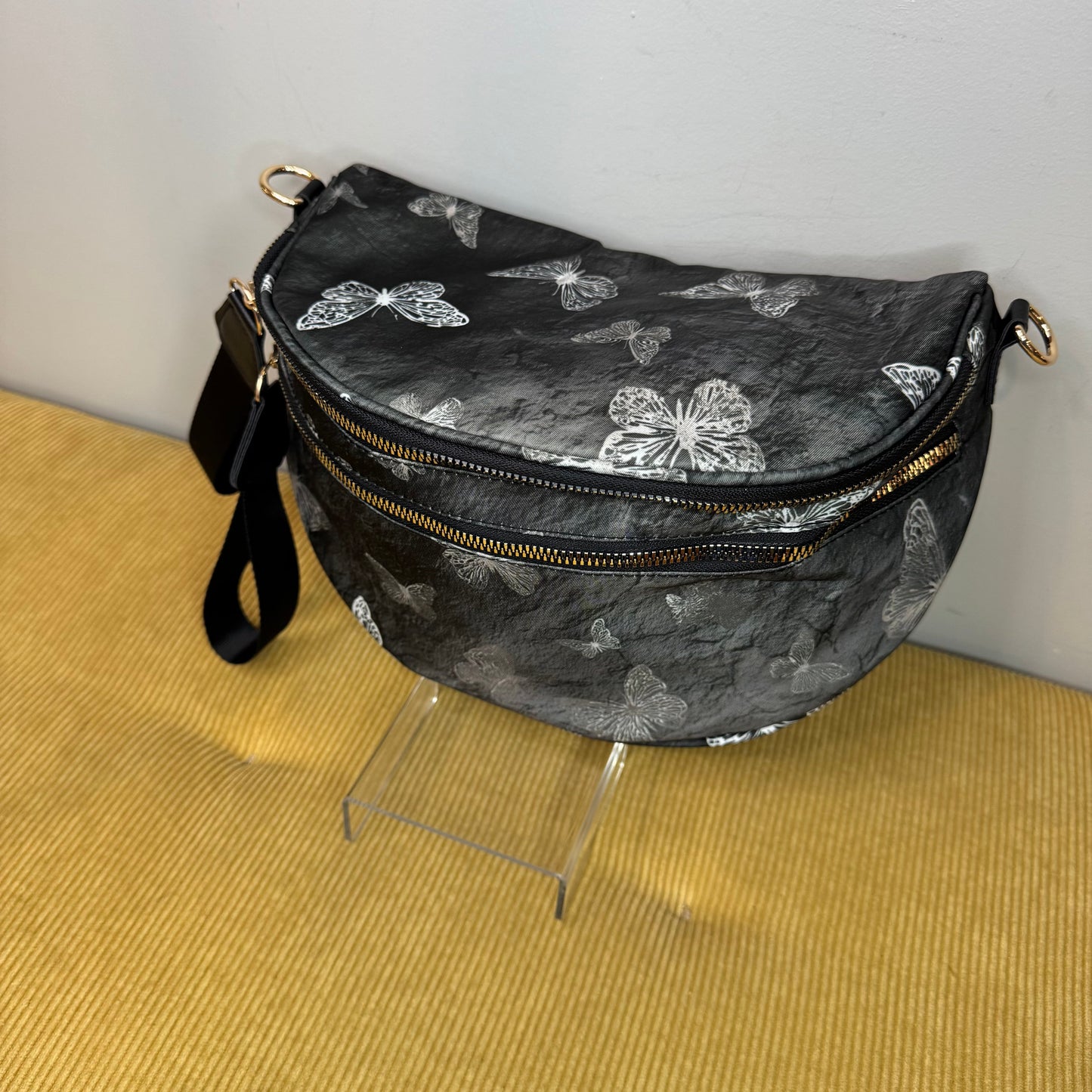 The Roni Nylon Crossbody - Grey Butterfly
