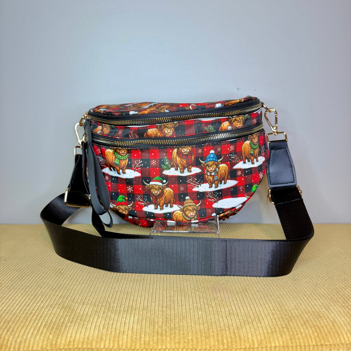 The Roni Nylon Crossbody - Christmas Winter Highland Cow