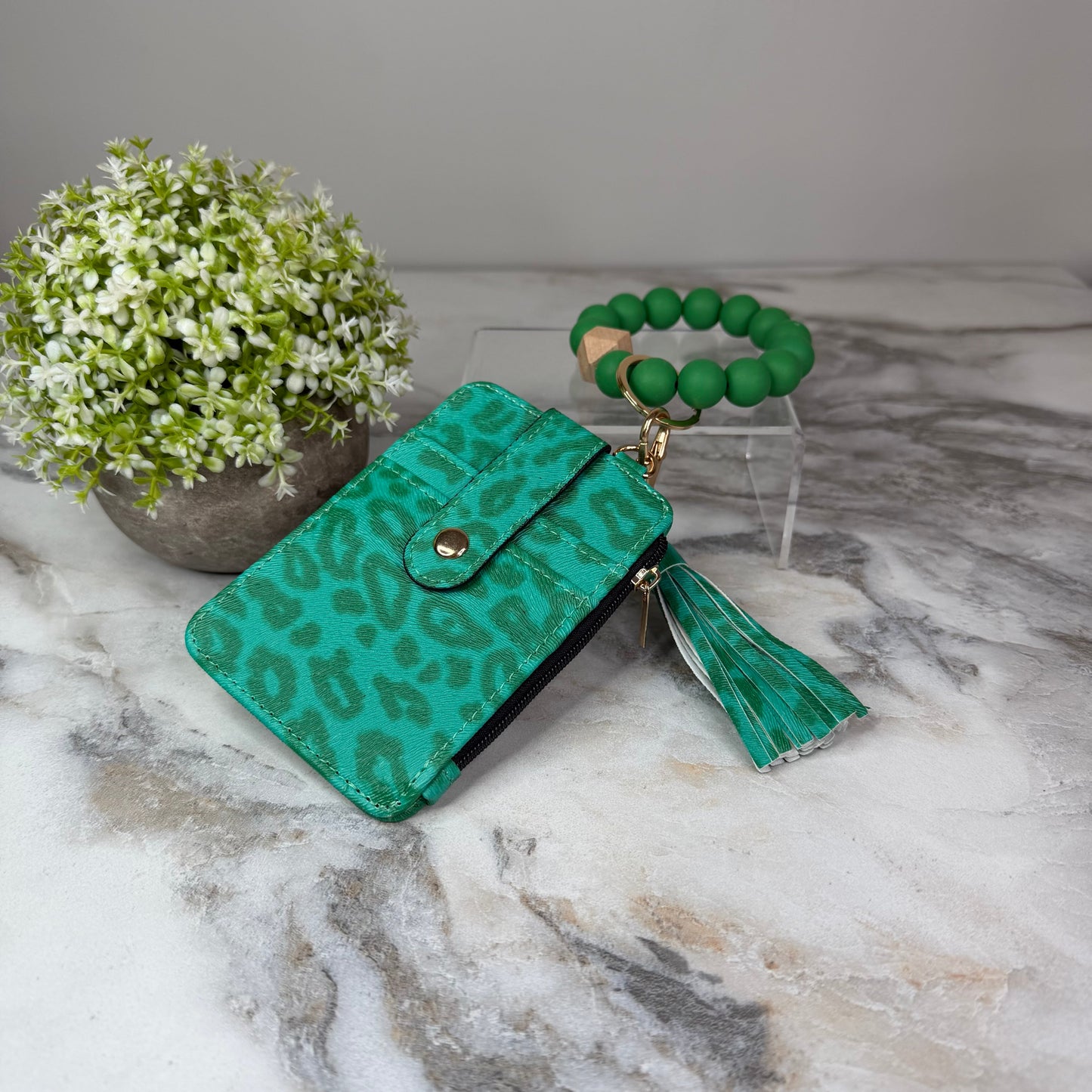 Bracelet Keychain & Card Holder Wallet - Animal Print