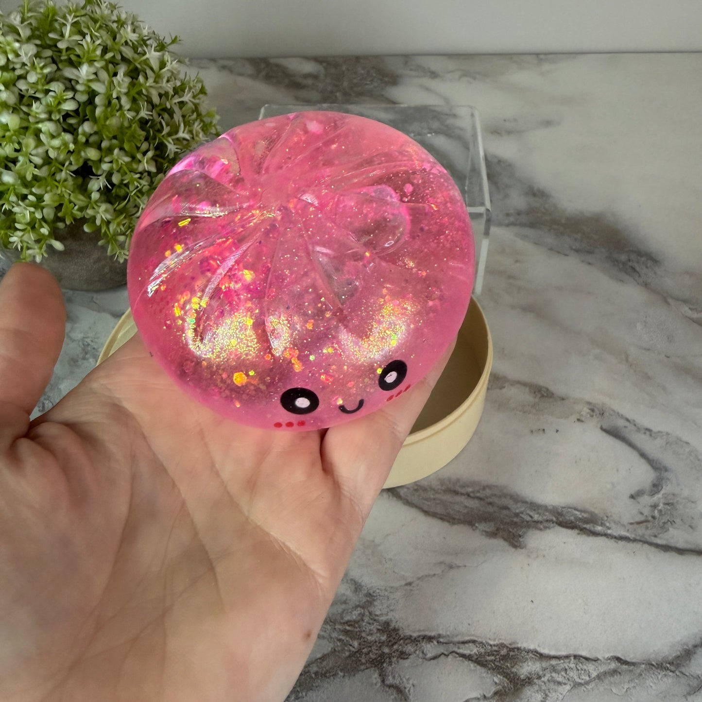 Squishy Toy - Viral Dumpling, Slow Rise Glitter #2 - Pink