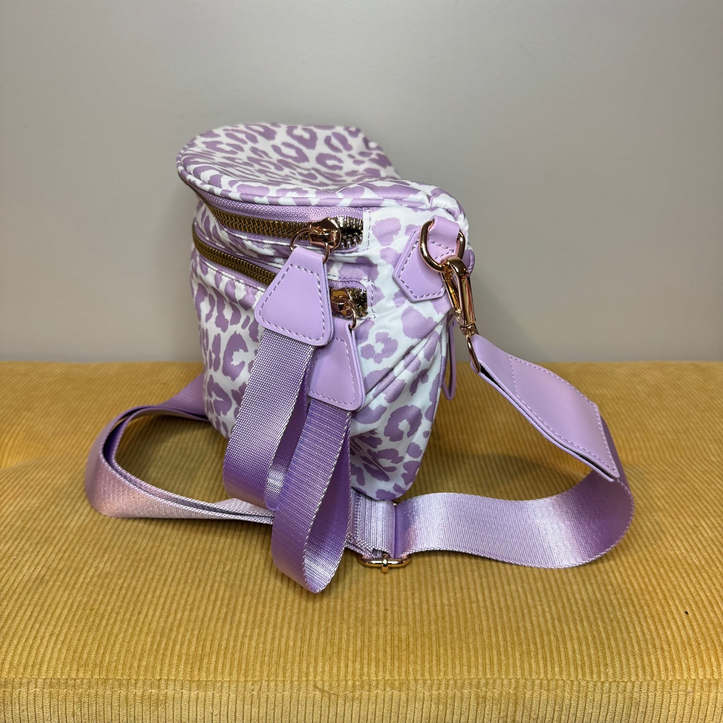 The Roni Nylon Crossbody - Animal Print Light Purple