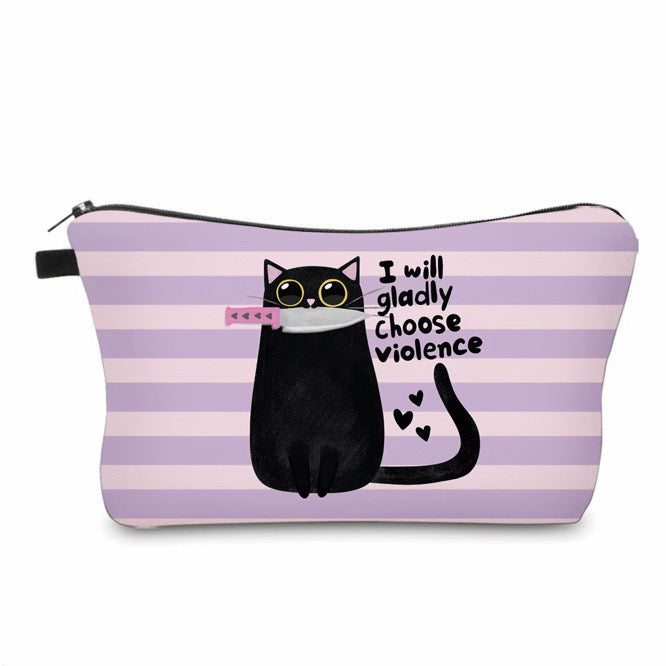 Pouch - Humor, Cat Gladly Choose Violence
