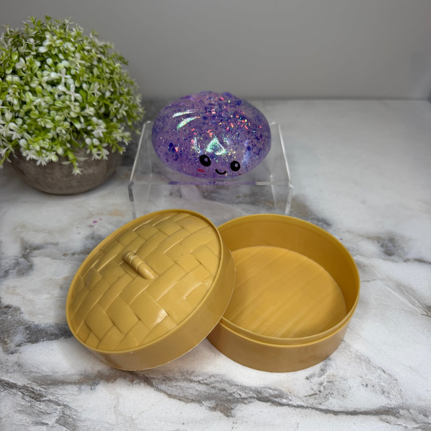 Squishy Toy - Viral Dumpling, Slow Rise Glitter - Purple
