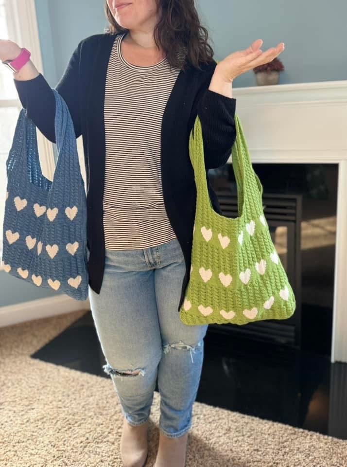 Heart Tote Bag - Knit Sweater