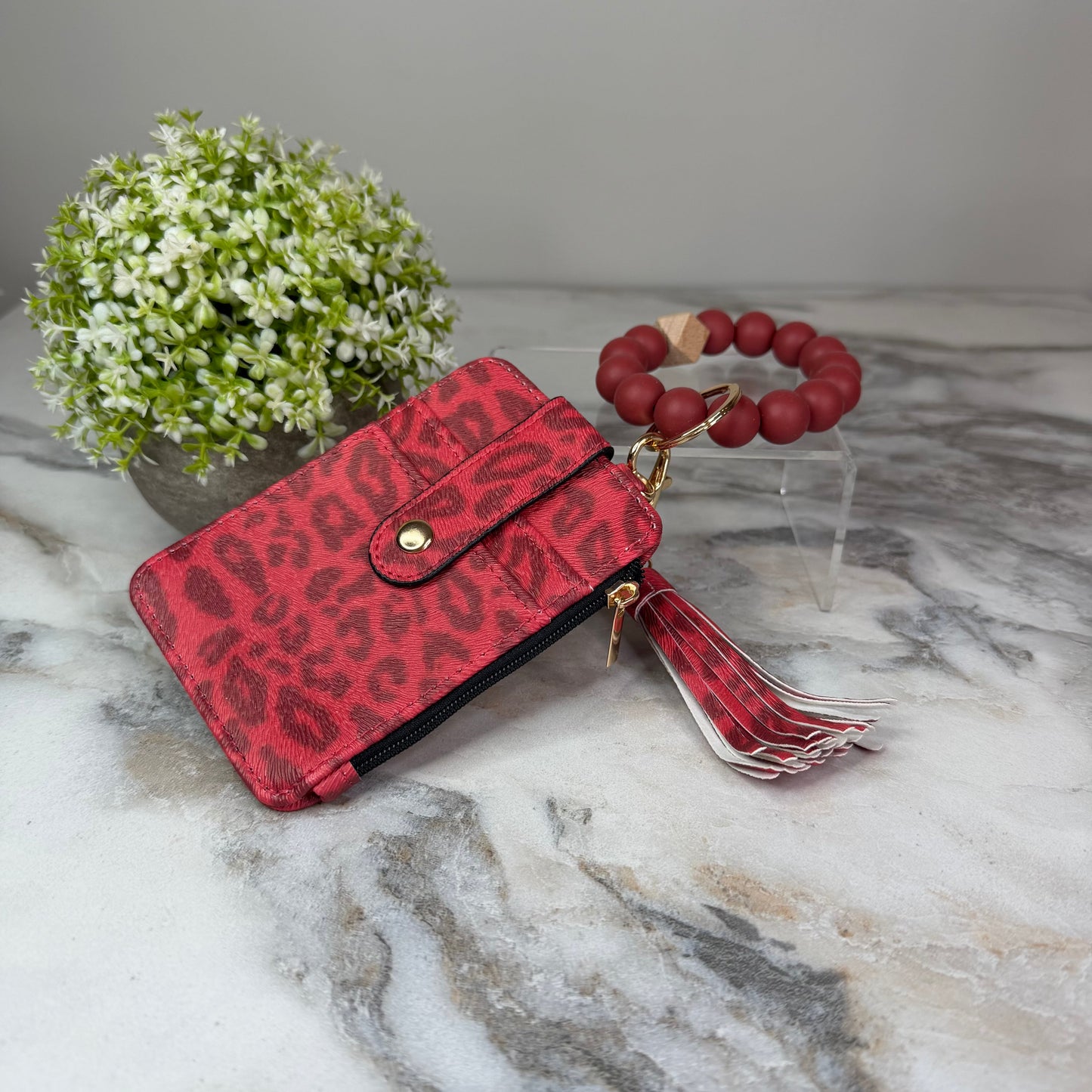 Bracelet Keychain & Card Holder Wallet - Animal Print