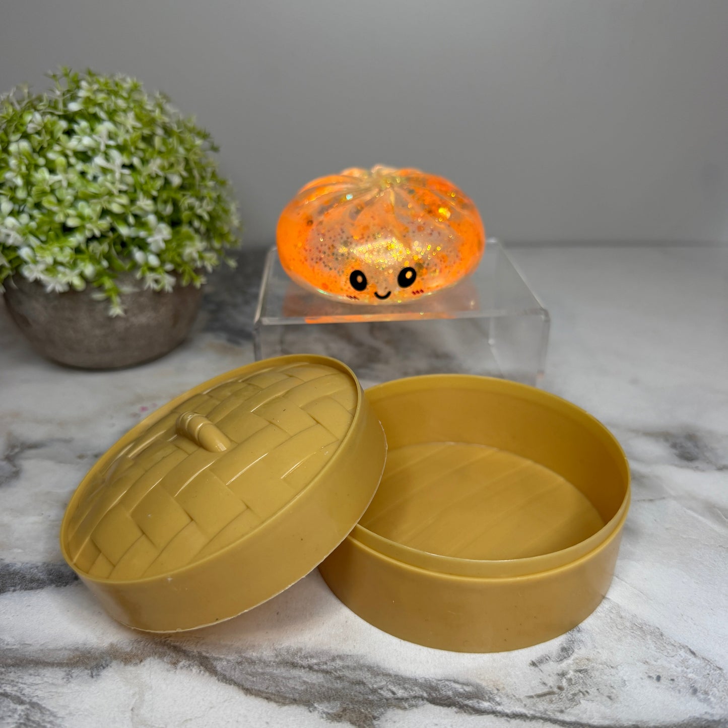 Squishy Toy - Viral Dumpling, Slow Rise Glitter - Orange