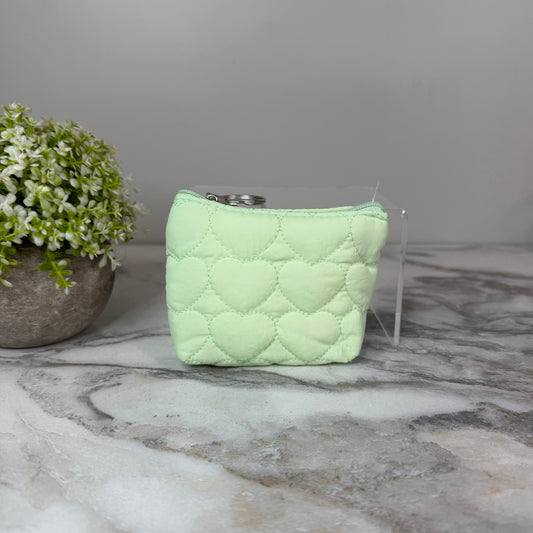 Mini Pouch - Stitched Hearts, Mint