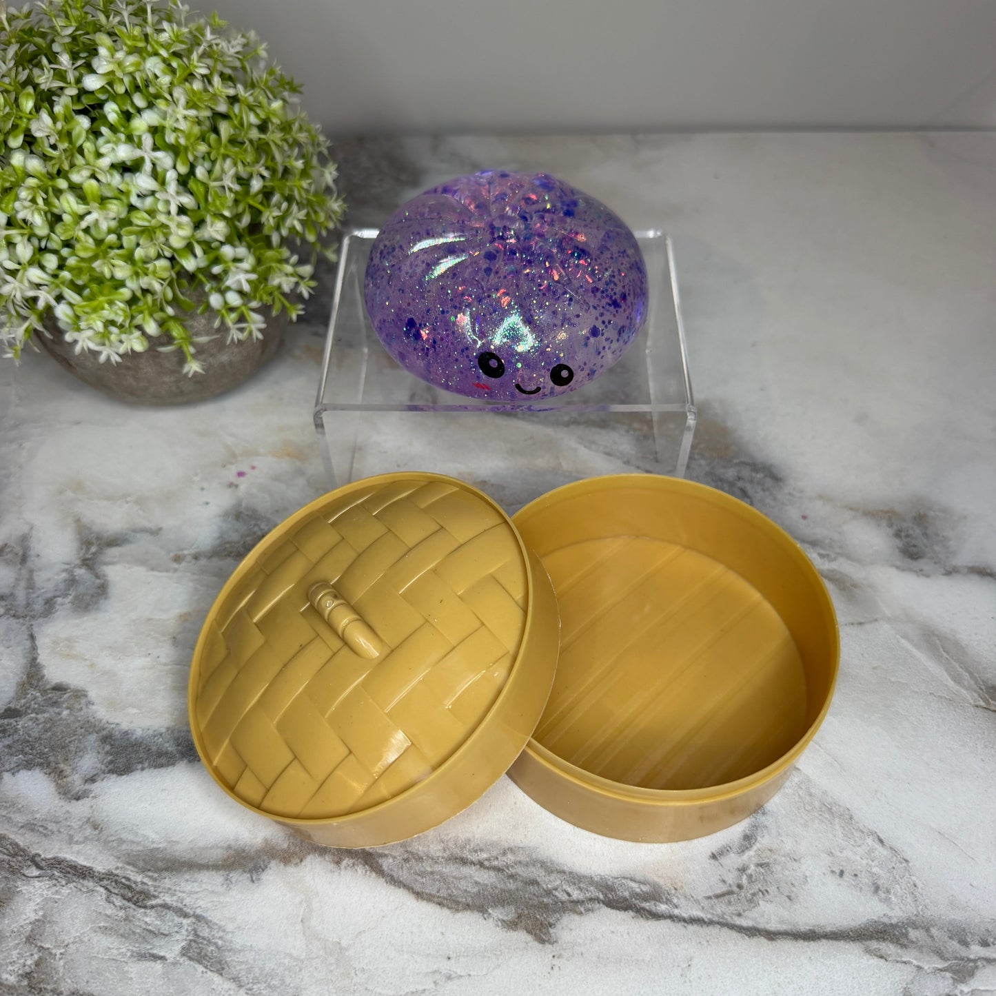 Squishy Toy - Viral Dumpling, Slow Rise Glitter - Purple
