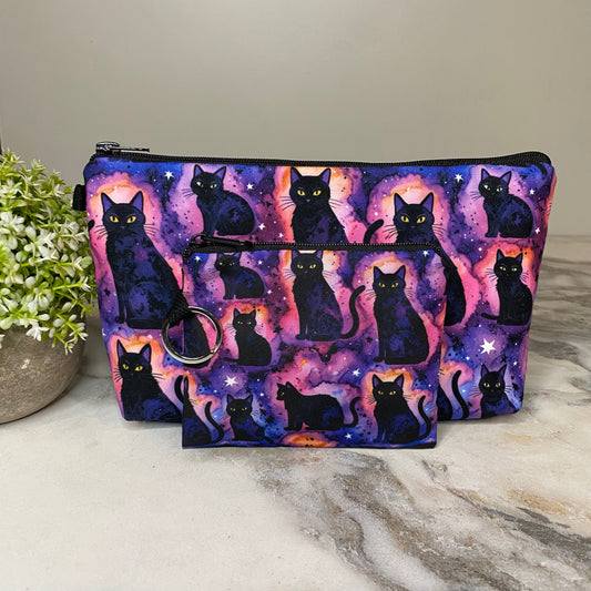 Pouch & Mini Pouch Bundled Set - Black Cat Galaxy