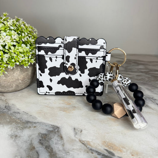 Silicone Bracelet Keychain with Scalloped Card Holder
