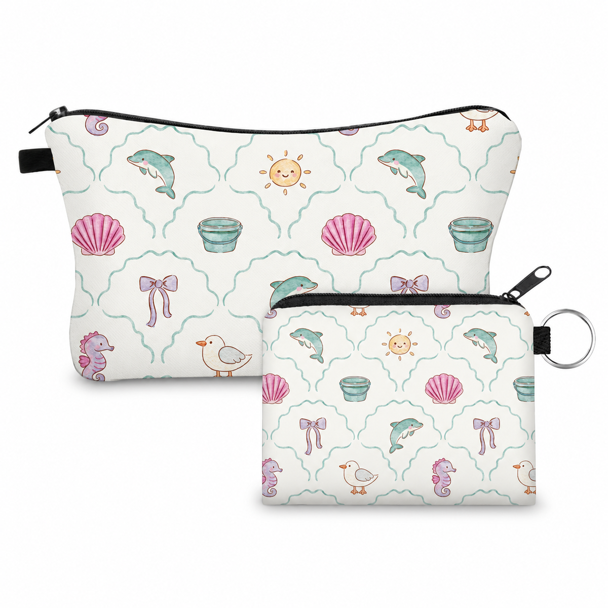 Bundled Set - Pouch & Mini Pouch - Summer Cute Scallop Things