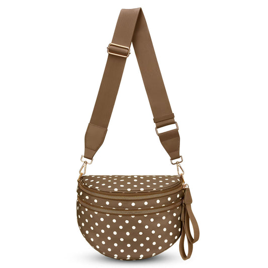 The Roni Nylon Crossbody - Chocolate Polkadot