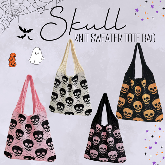 Tote Bag - Knit Sweater - Halloween Skull - PREORDER 8/18-8/21