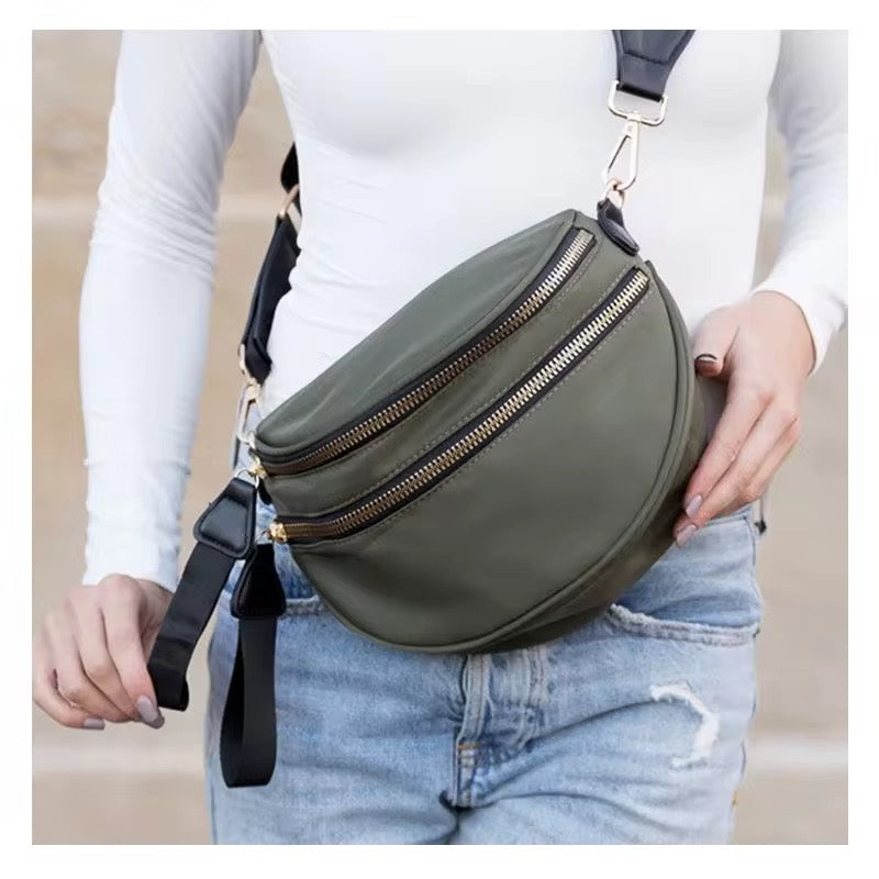 The Roni Nylon Crossbody - Olive + Black - PREORDER